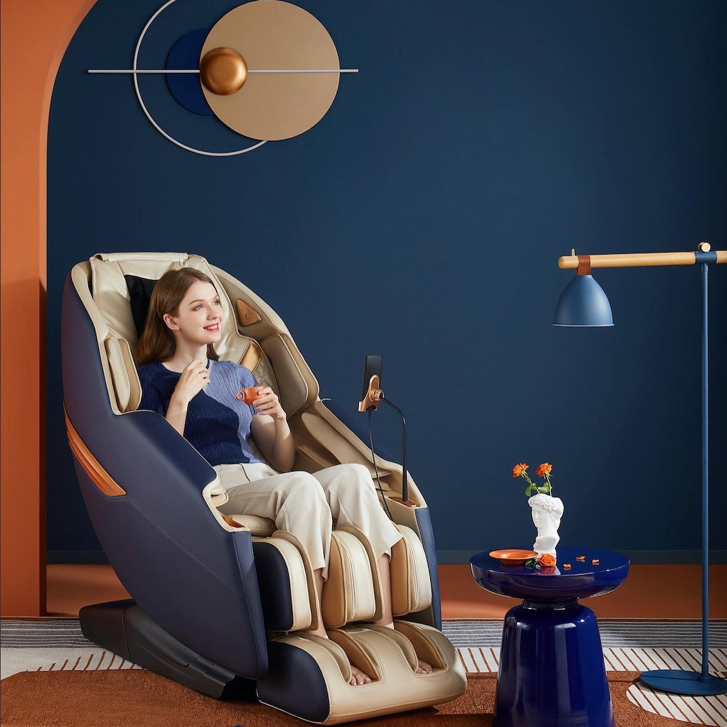 Массажное кресло iMassage Hybrid (Гибрид) Blue/Beige 
									арт. MS-357L